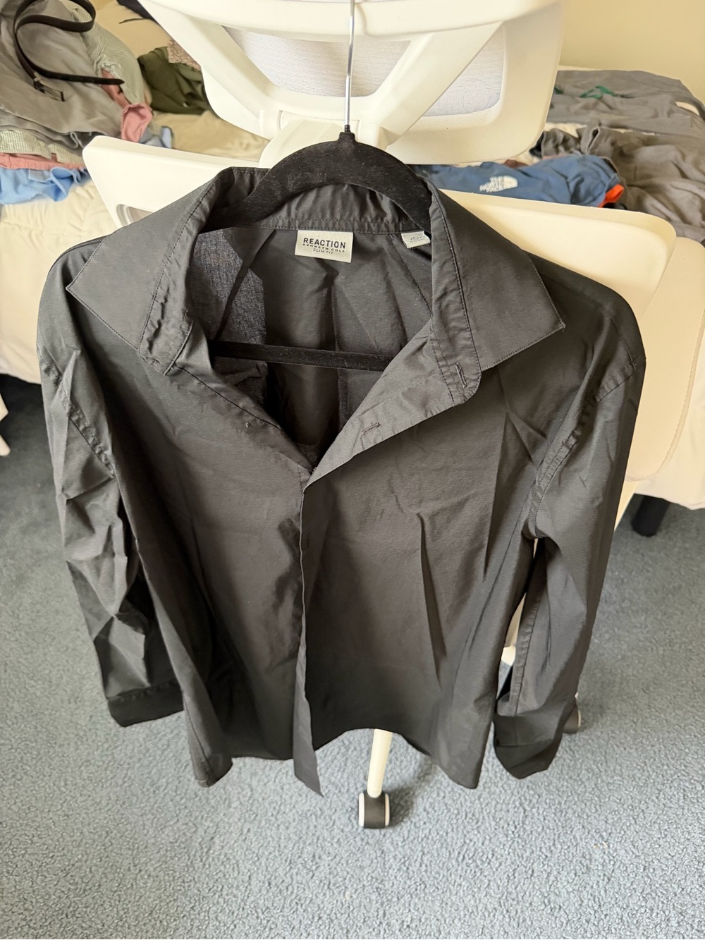 Kenneth Cole Reaction Black Button-Front Shirt Jacket